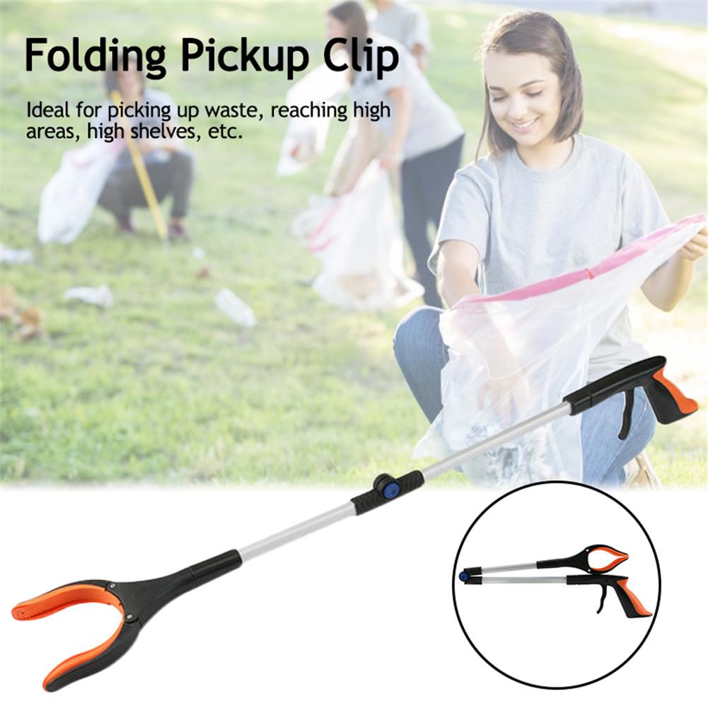 Foldable Long Trash Clamps Grab Pick Up Tool With Rotary Clamp In Rubber Portable Waste Collection Clip Pickup Grabber Tools