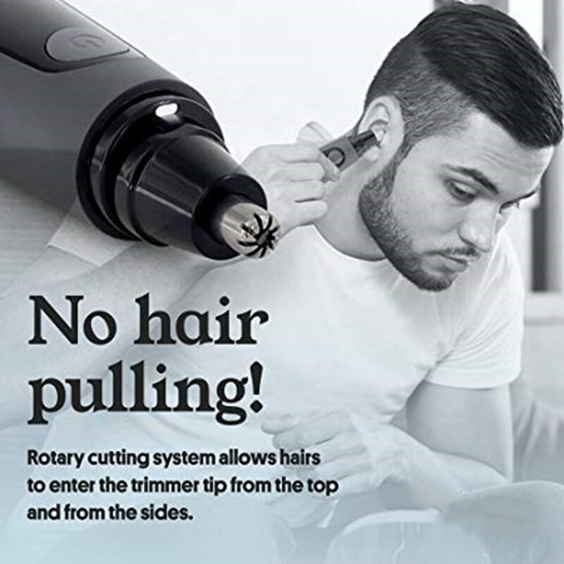 Waterdichte neustrimmer, scheerapparaat voor heren met led-lampjes, zwart