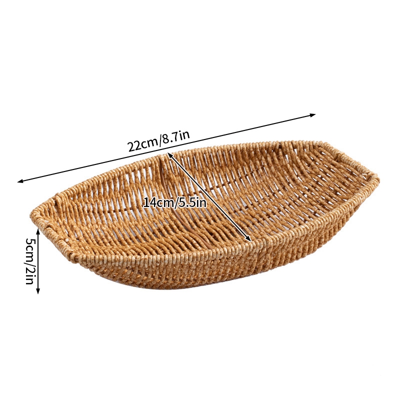 Rattan frugtbrød snacks opbevaringsbakke kaffebar opbevaringskurv nordisk desktop kosmetik diverse organizer køkken opbevaringskasser: Lilla