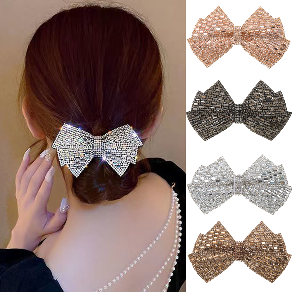 Voller Diamant Haarnadel Schleife Haarschmuck Damen High-End Haarnadel Luxus Strass Temperament Haarspangen High-End Promi-Stil