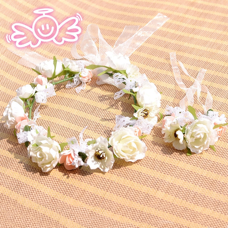 2pc polsbloemen en hoofdbloemen voor gala corsages voor bloemenmeisjes, haar, bruid, bruiloft polscorsages, bruidsboeket  a025