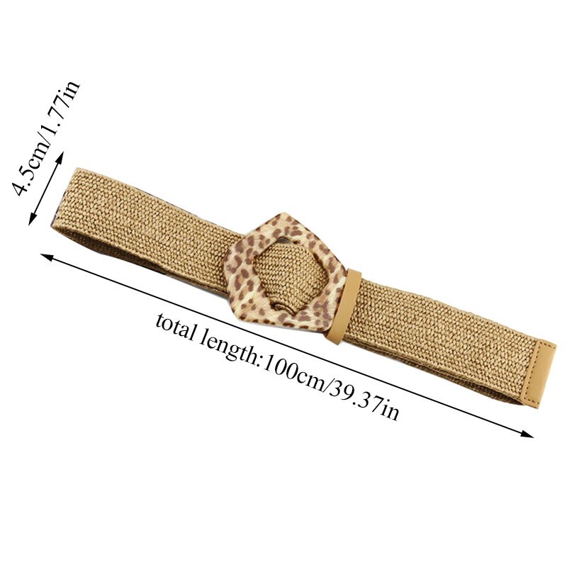 Vintage bohemio cinturón de cintura trenzada, cinturón femenino de verano, cinturones redondos de madera con hebilla, cinturón de corsé ancho de paja falsa, cinturón tejido para mujer