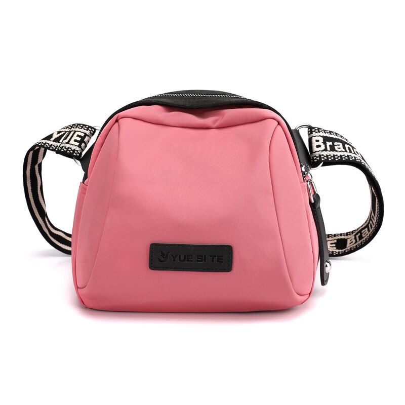 Vrouwen Schoudertassen Eenvoudige Rits Kleine Nylon Messenger Tassen Handtassen Vrouwtjes Crossbody Shopper Bag Tote: Roze