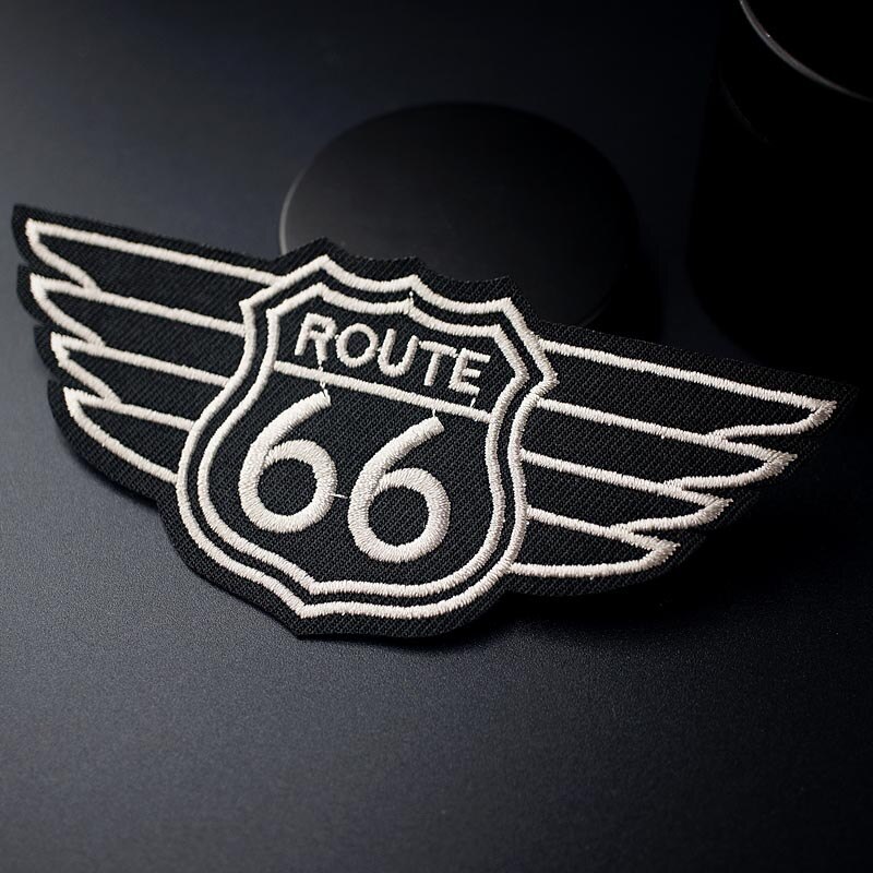 ROUTH 66 Size: 5.3x11.7 cm DIY Badge Patches Kleding Patch Stof Naaien Geborduurde Applique Jas Jeans Kleding Badges