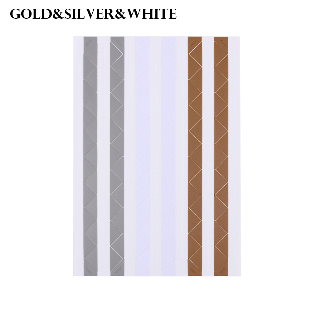 1 blatt DIY Bunte Foto Ecke Schutz Handgemachte Bild Rahmen Scrapbooking Handwerk Album Dekoration PVC Aufkleber: Gold Silber- Weiß