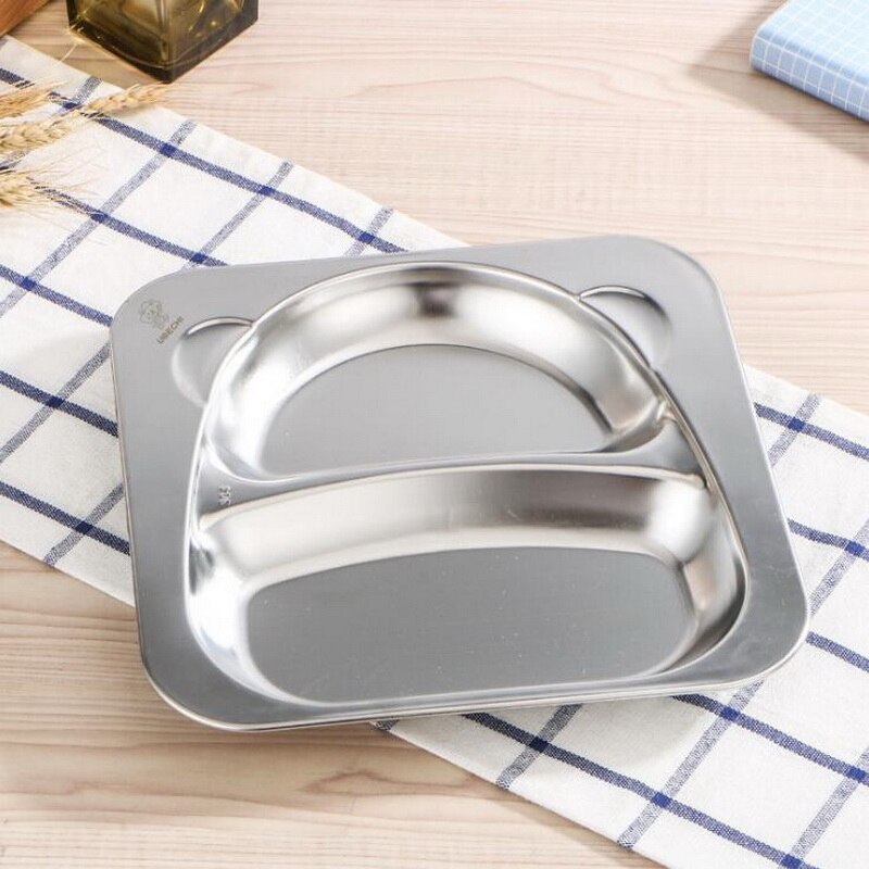 Rustfrit stål gitter snack tallerken dyb tyk 2/3 gitter studerende voksen kantine bordservice metal snack tallerken