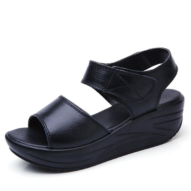 STQ Women Sandals Summer White Wedge Sandals Open Toe Platform Sandalias Ladies Gladiator Sandals Women 9018: 9018 Black / 9