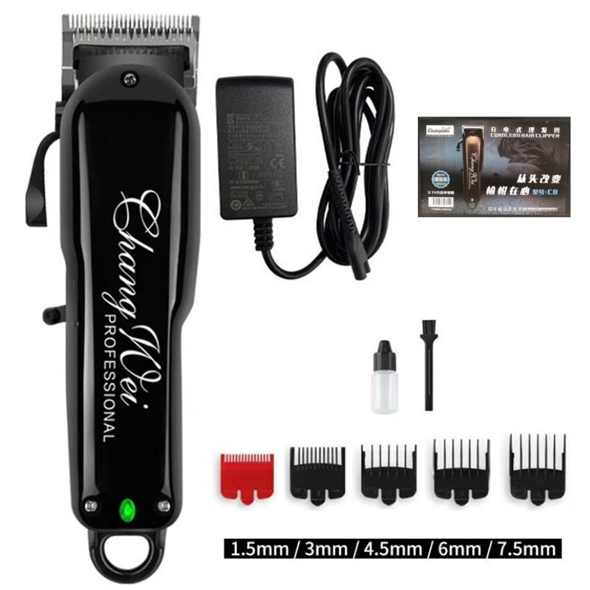 Electric Hair Clipper Trimmer Men Strong Power Steel Cutter Head Cutting Machine cordless Hair Clipper Hairdress 18: BLACK have box