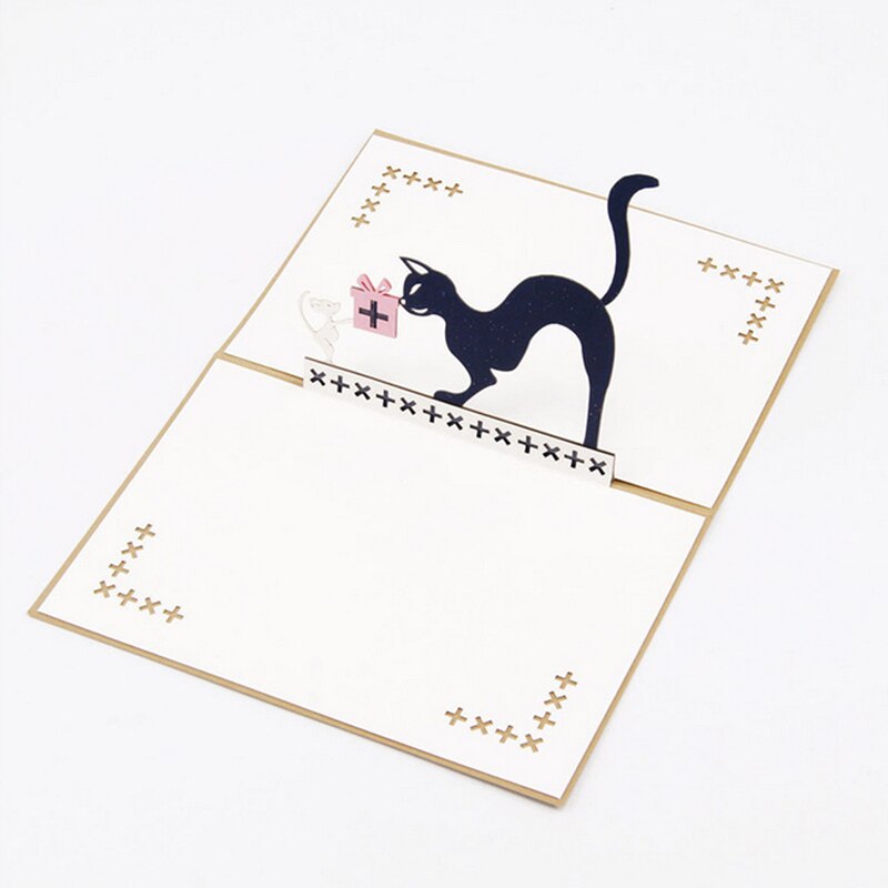 3D Pop Up gato y ratón tarjeta de felicitación de cumpleaños invitación de Navidad