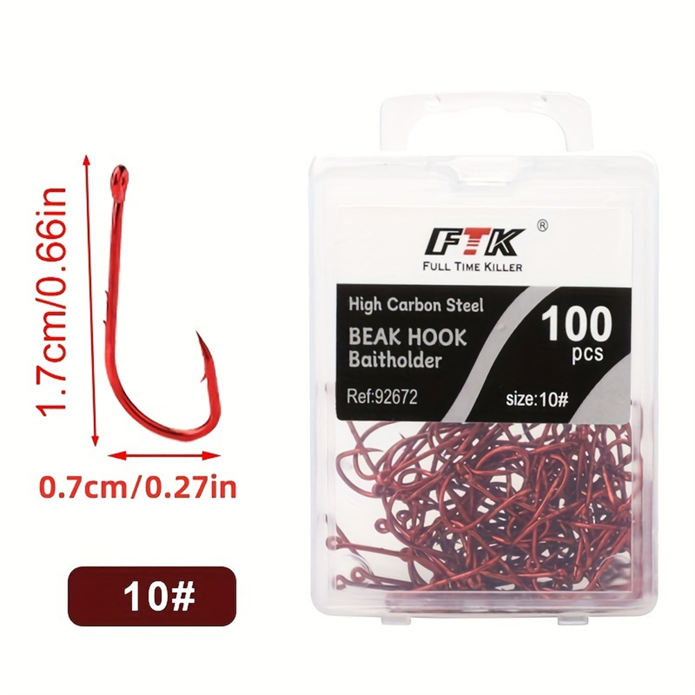 FTK-anzuelos de pesca rojos, Señuelos de pesca con púas de mar, vástago de pico, soporte para cebo vivo, plantilla de pesca de carpa, anzuelos de gusano, accesorios, aparejos: Negro