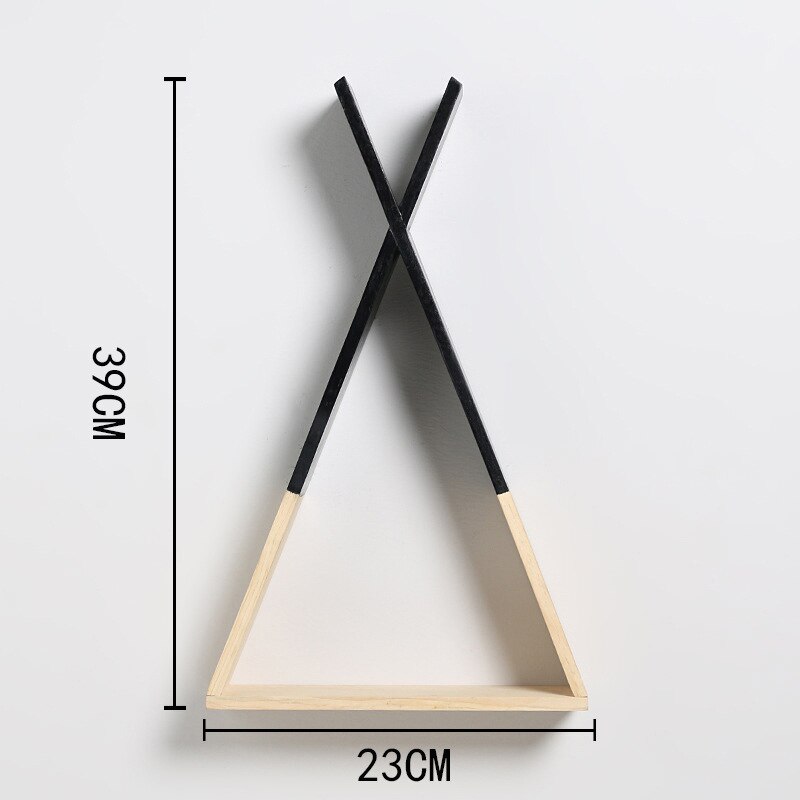 1PC X Triangle Wooden Shelf Home Wall Decorative Shelf For Kids Boy Girls Room Decorations Living Room Wall Decor Wooden Shelf: black