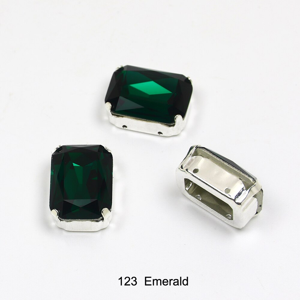 13*18mm 30 rechthoekige kristal naai-op losse platte strass steentjes met klauw naai-strass steentjes voor handwerkkleding: 123