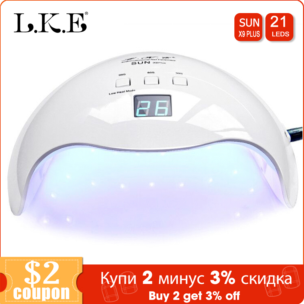 LKE 48W Nail Dryer SUN X9 UV Lamp 3 Timed Mode With Automatic Sensing Nail Lamp for Nails Drying Builder Gel UV Nail Dryers