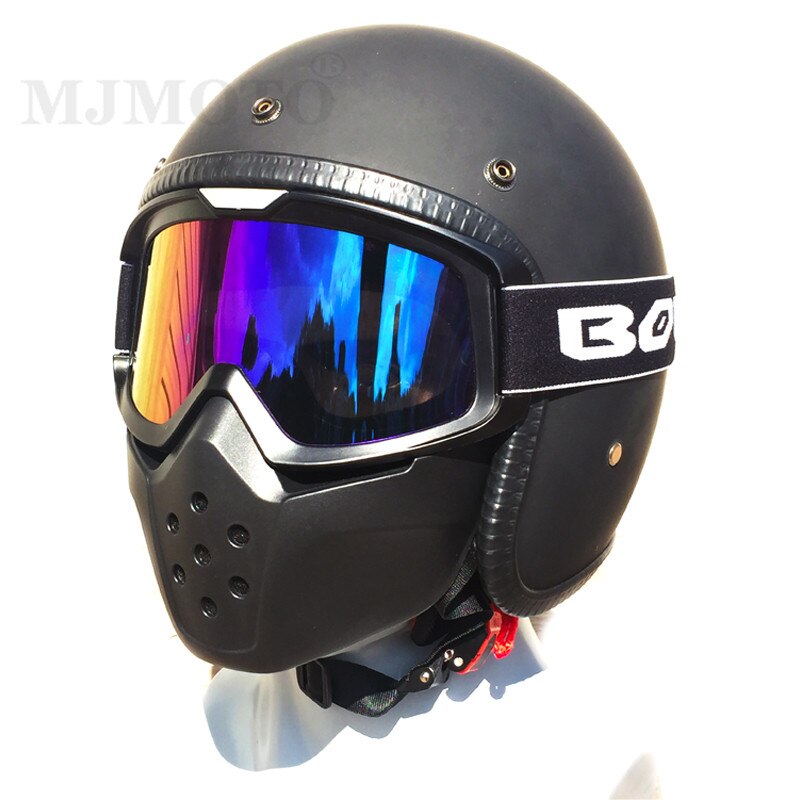 Vintage Motorcycle Shark Helmet Goggles Classic Motocross Goggles Glasses Windproof Retro Open face Helmets Goggles Mask