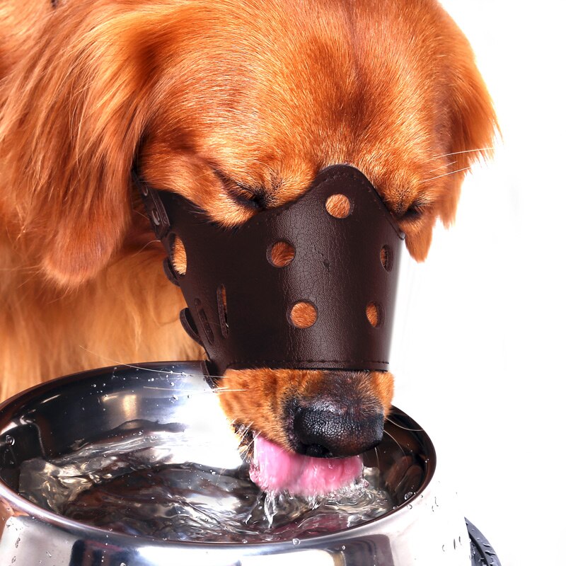 Verstelbare Ademend Masker Pu Leer Hond Muilkorf Anti Bark Bite Chew Veiligheid Voor Kleine Grote Honden Mond Zachte Training e11443