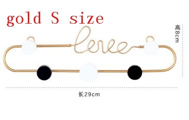 Gold Metal Love Wall Mounted Key Hanger 7 Hook Necklace Holder Necklace Organizer Hanging Rack Entryway Storage Entrance Decor: gold S size 5 hook