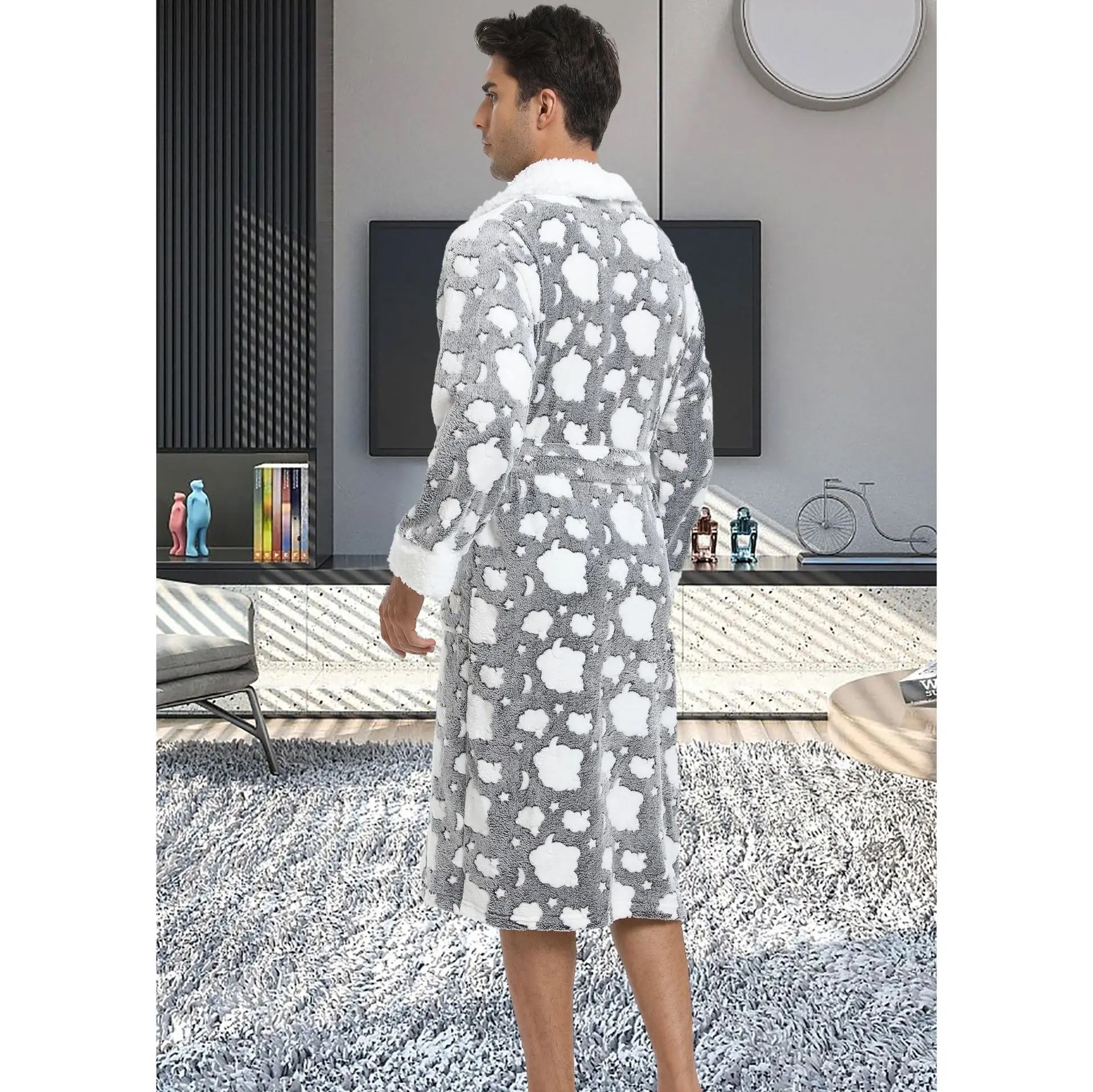 Warme Herbst Winter Flanell Männer Bademantel Dicke Lange Nacht Nachtwäsche Samt Kimono Kleid männer Kleidung Homewear Morgenmantel