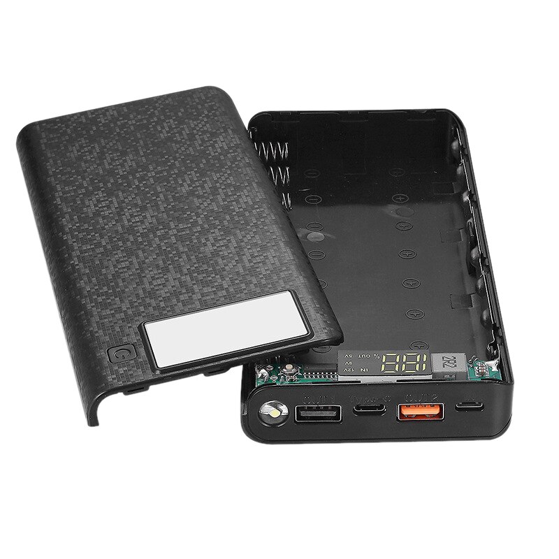 8X18650 Portable QC3.0 18W batterie batterie externe boîtier boîtier LCD affichage Type C USB QC3.0 Port rapide chargeur boîte coque: Default Title