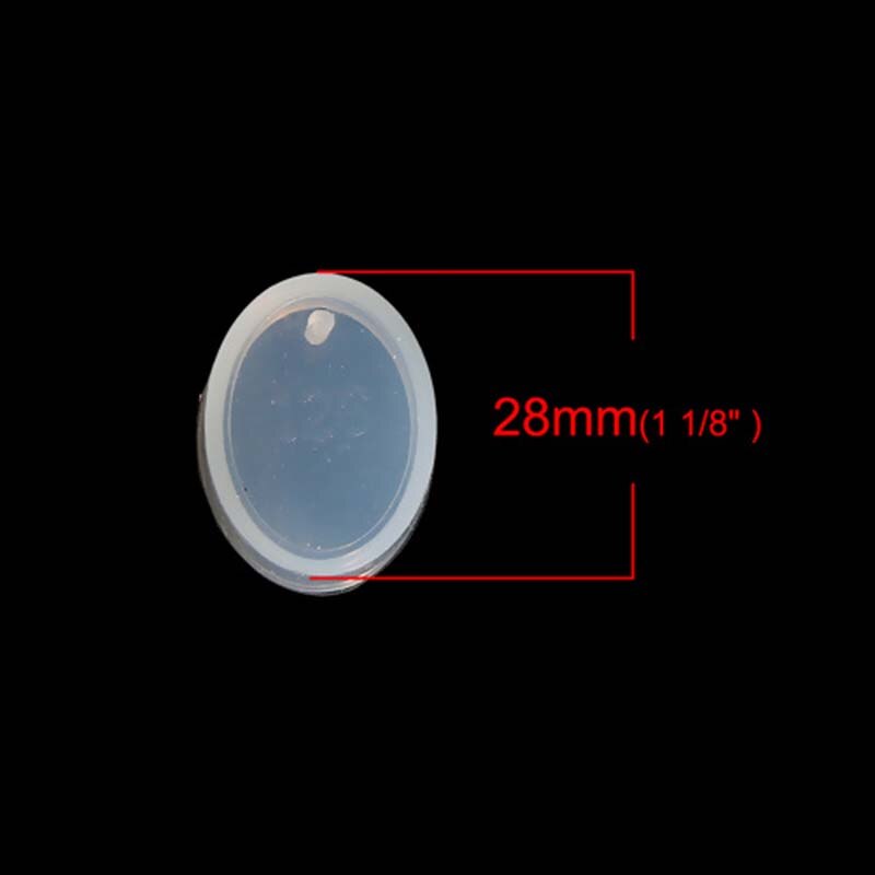 Harpiks diy krystal epoxy silikone harpiks skimmel til badge smykker gør oval form hvid  uv 28mm(1 1/8 " ) x 21mm( 7/8 " ), 1 pc
