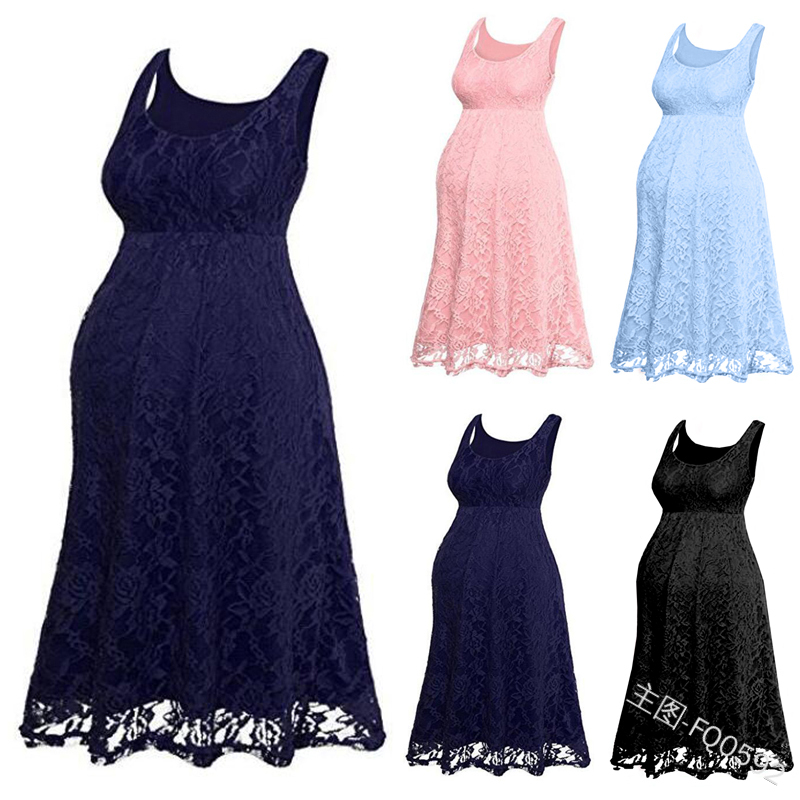 Vrouwen Dames Moederschap Jurken Zwangerschap Jurk Zwangere Jurk Floral Lace Overlay Mouwloze Baby Shower Party Cocktail Jurk