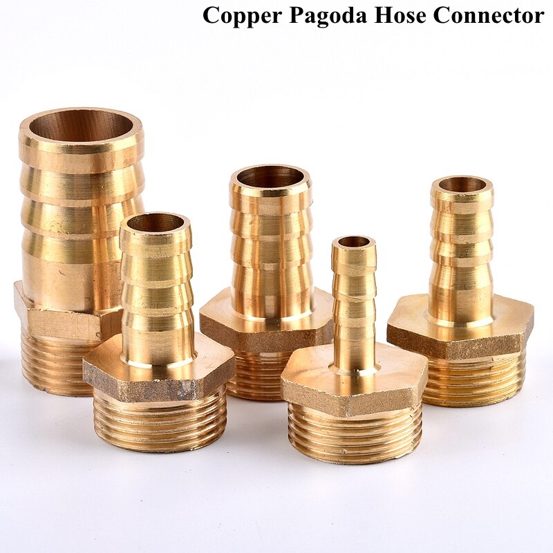 1/2” Male Thread To 6~25mm Brass Pipe Fittings Hose Connector, Garden Watering Irrigation Pagoda Joint Copper Coupler Adapter