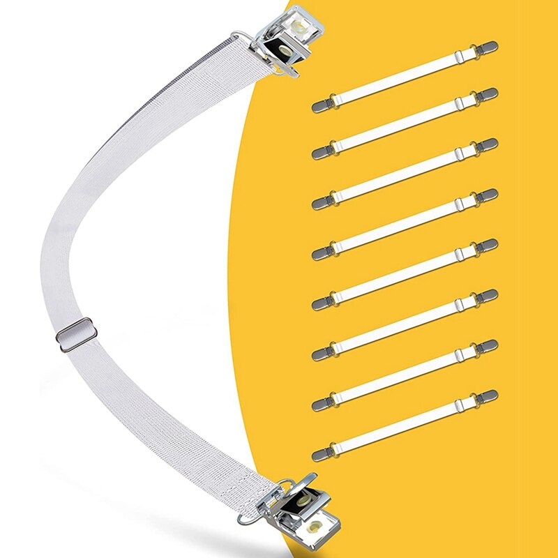 Napinacz prześcieradła, regulowany robić prześcieradła bez zmarszczek (8 sztuk), elastyczny napinacz arkuszy premia z metalowy klips