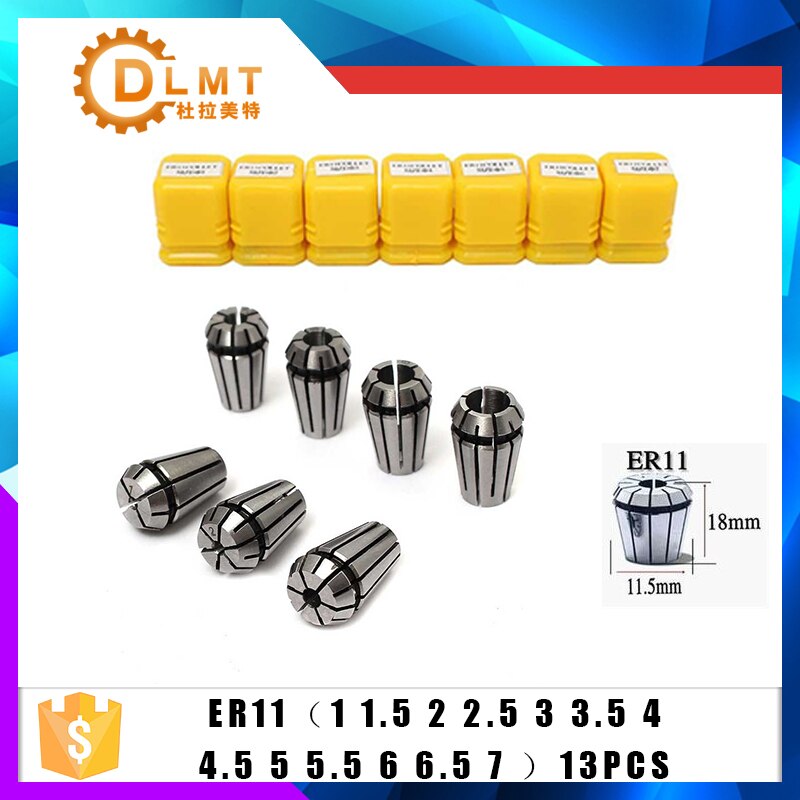 13pcs/set ER11 1-7MM Spring Collet High Precision Collet Set For CNC Engraving Machine Lathe Mill Tool