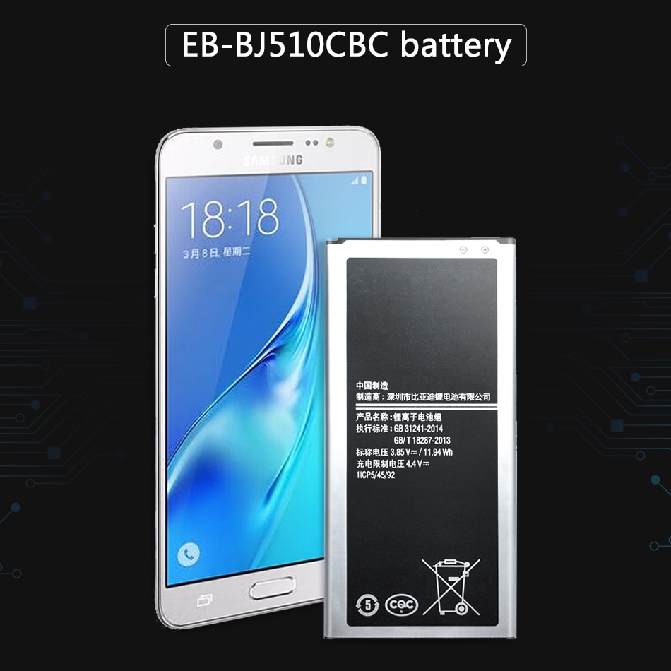 Bateria EB-BJ510CBE para samsung galaxy, bateria para samsung galaxy j5 2016 j510 j510f e samsung j1 j2 j3 j5 j7 2015 2016 2017 eb bi510cbe/bj120cbe