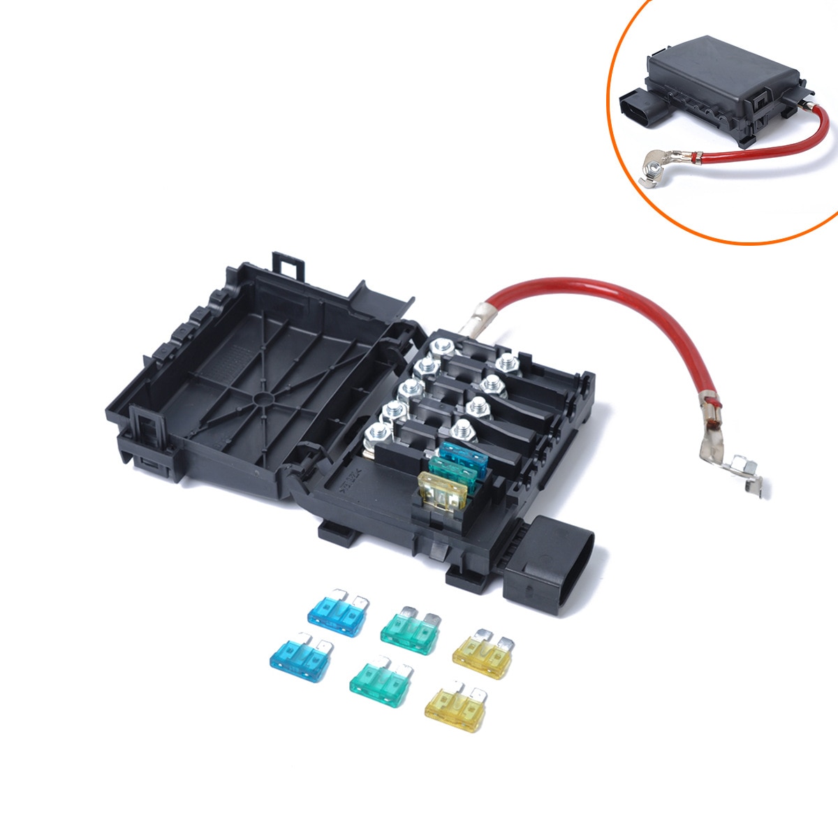 MK4 Battery Safety Plate Fuse Box 5-Way Car Battery Fuse Seat with Safety Plate 1J0937550A