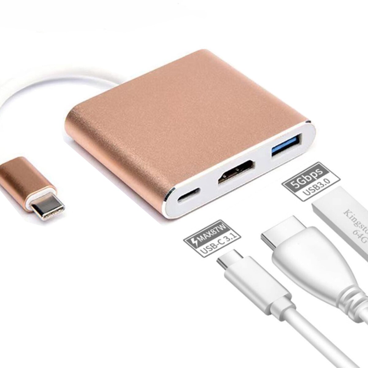 1Pc USB-C Naar Hdmi-Compatibel 3 In 1 Kabel Converter Voor Samsung Pad Usb 3.1 Type-C naar Hdmi-Compatibel 4K Adapter Kabel Voor Hdtv