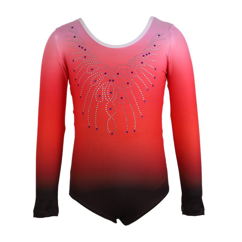 Meisjes Maillots Ballet Jurk Ballerina Ballet Maillots Gymnastiek Lange Mouwen Kleurverloop Kostuums Dans Slijtage Kostuums: Rood / 12 Code