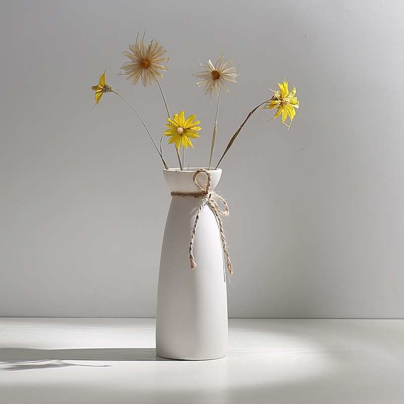 Keramische Gedroogde Bloem Vaas Witte Bloem Vaas Geplaatst Moderne Witte Tafel Vazen Woonkamer Home Decoratie Ornamenten Vazen