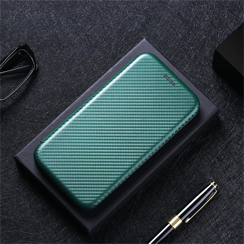 For Apple iPod Touch 5 6 7 Luxury Carbon Fiber Skin Magnetic Adsorption Case For Apple iPod Touch5 Touch6 Touch7 Phone Bag: Touch 5 / green