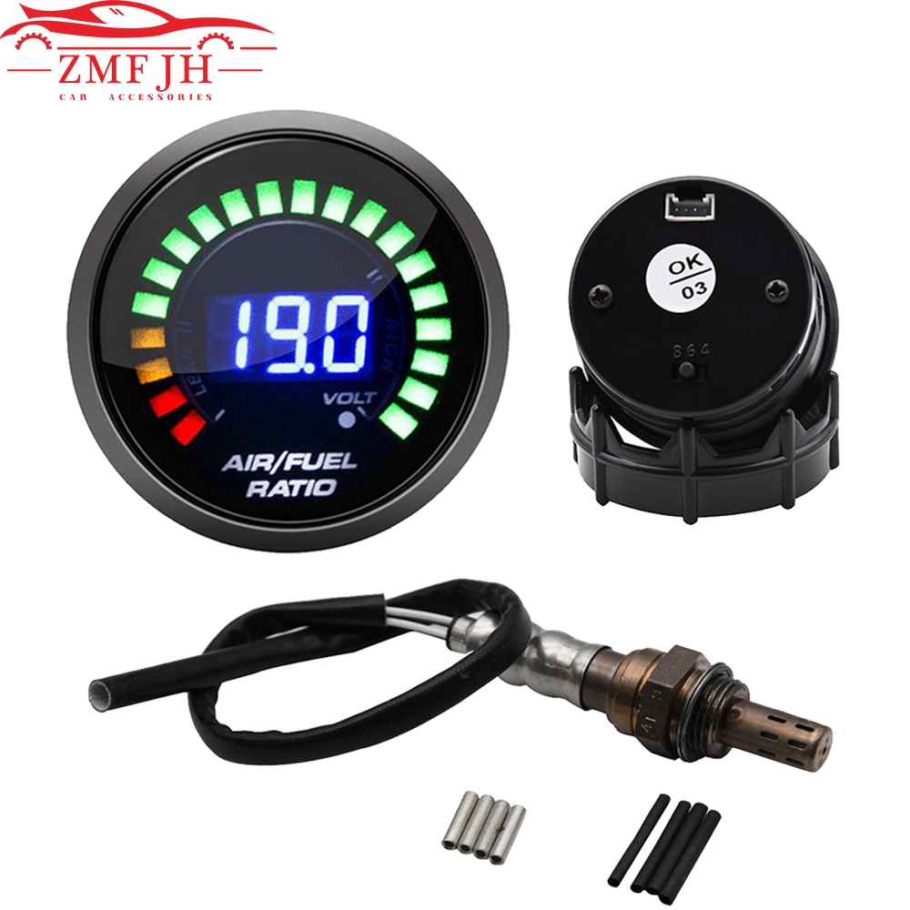 52Mm Air Fuel Ratio Gauge Digitale Pijl Display Met Lambda Sonde Zuurstof O2 Sensor High-End Auto Gauge fit Voor 12V Auto 234-4209