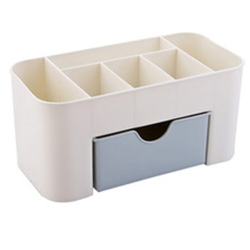 Cosmetic Storage Box Drawer Desktopplastic Makeup Dressing Table Skin Care Rack House Dressing Table Organizer Container: Blue