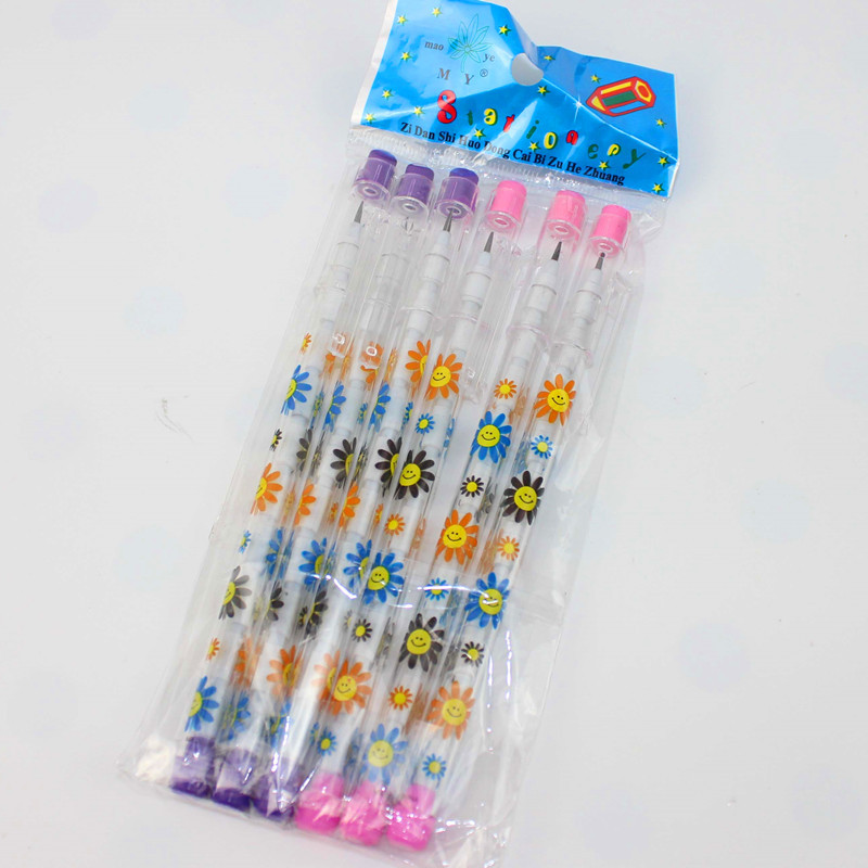 6 unids/set no-afilando el lápiz papelería lindo de dibujos animados lápiz de plástico estudiante de la Escuela de papelería de oficina: 6Pcs Pencil