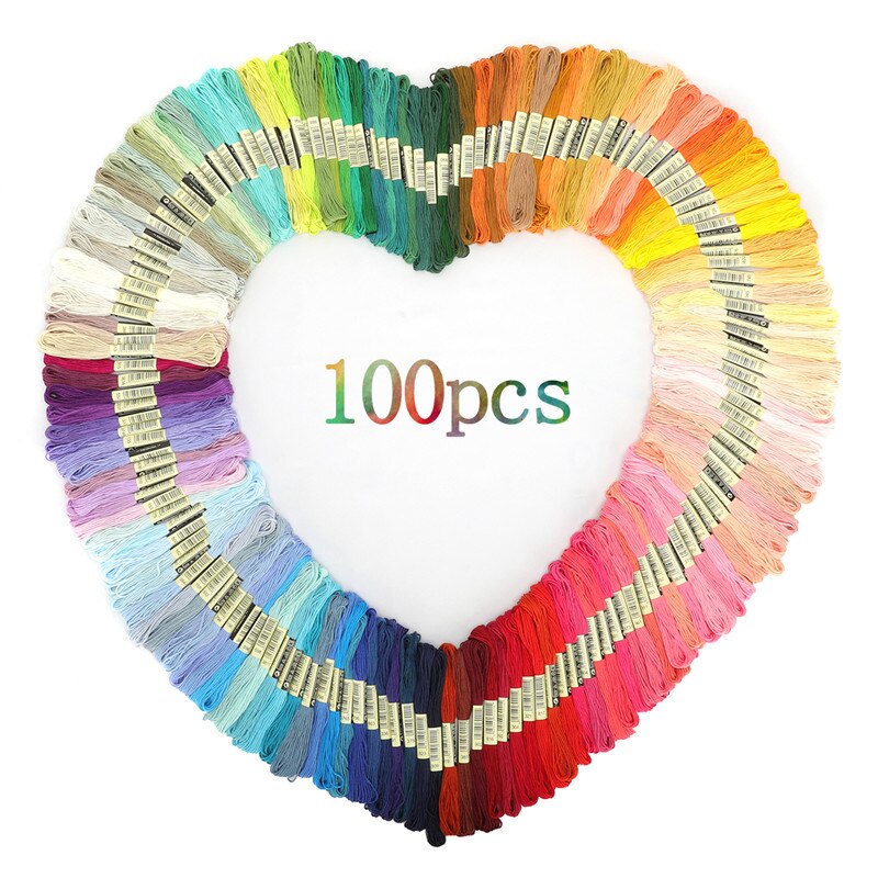 KOKNIT 100/150/200/250pcs Cross Stitch Threads Floss Random Rainbow Color Sewing Skeins Embroidery Thread Skein DIY Sewing Tools: 100pcs