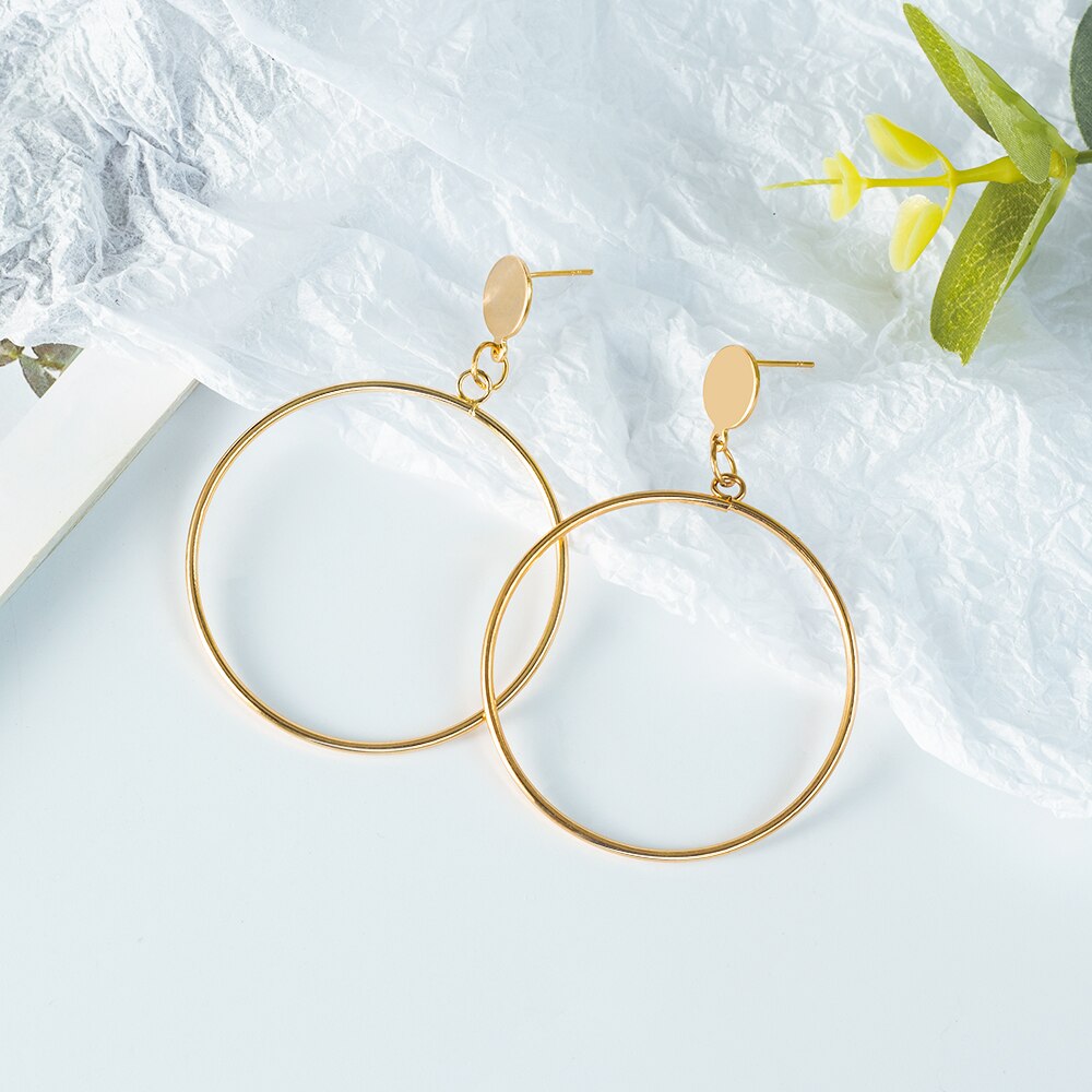 X & P Ronde Dangle Koreaanse Oorbellen Voor Vrouwen Geometrische Ronde Hart Gouden Oorbel Bruiloft Oorbellen sieraden: Gold 11