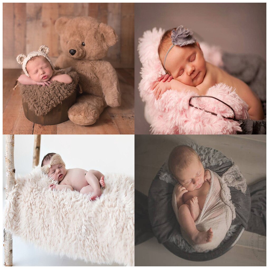 Nyfødt baby blødt imiteret pels fotografi prop tæppe indpakker spædbarn sovende indlæg tæpper 50cm x 50cm