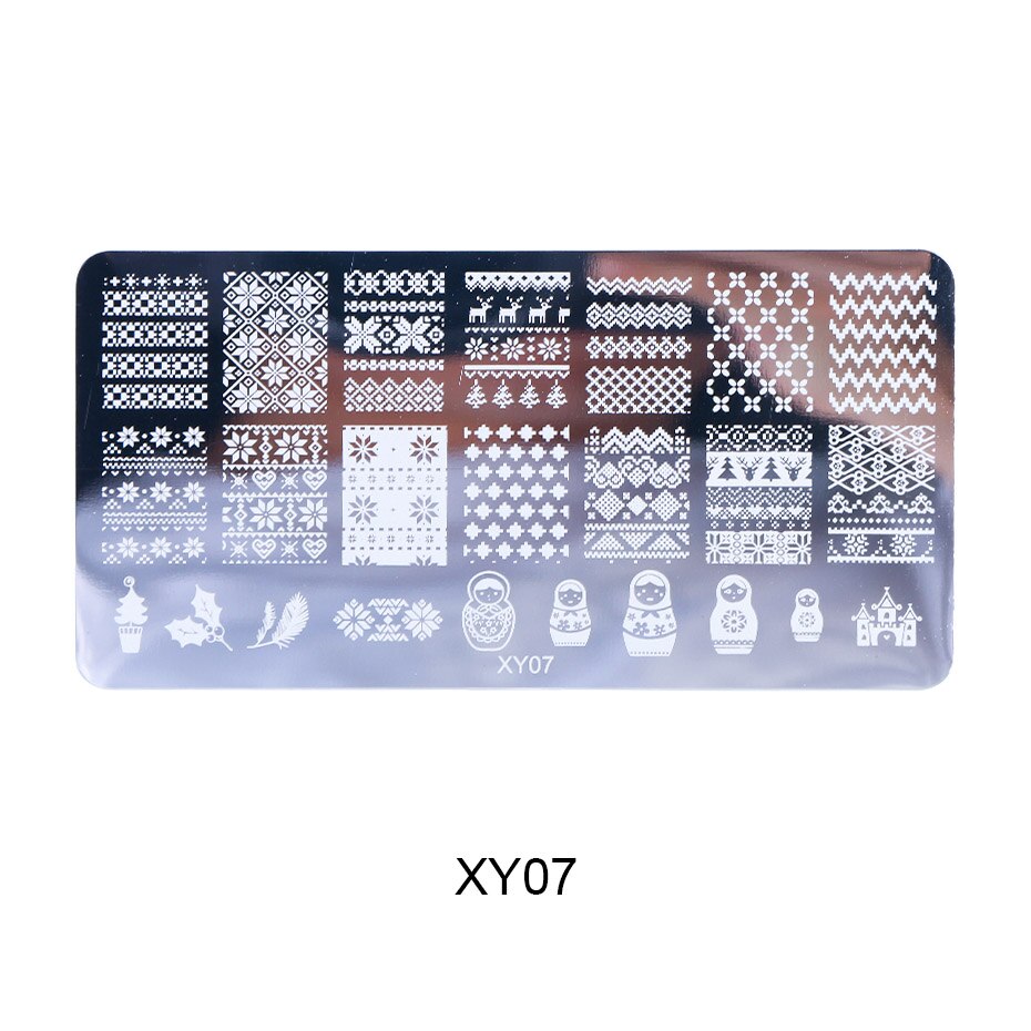 1 stk jule nail art stempling plater snøflak bokstaver blader negle stempel maler polish sjablonger manikyr trxy 01-08: Xy07