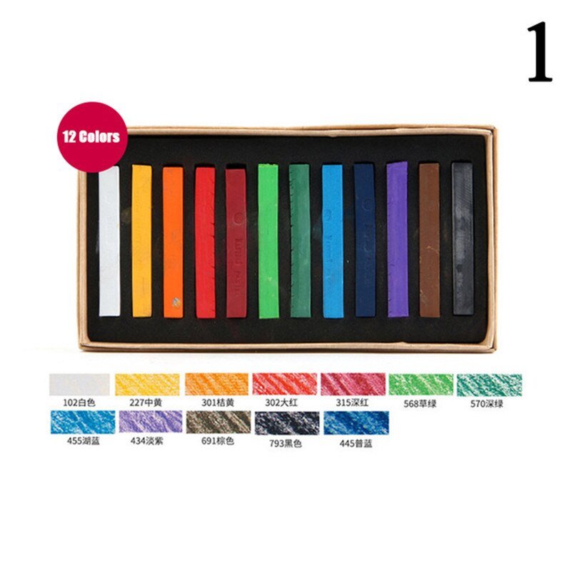 48 blødt tør pastelfarvet kridtstegning farve kunst tegning sæt kridt farve farveblyant papirvarer til studerende kunstforsyninger: 12 farver
