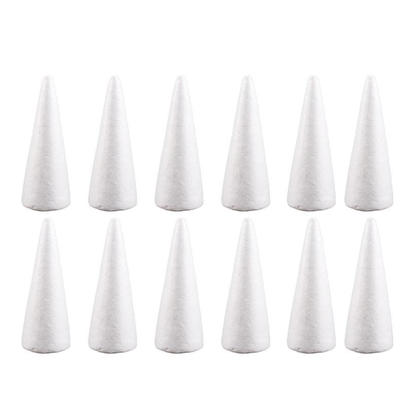 White Solid Foam DIY Cone Children Handmade Craft Cone Accessories for Home Craft Christmas: 12pcs 15cm