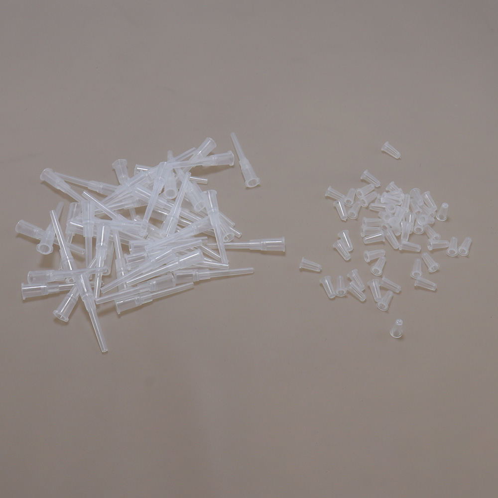 100 stuks vloeistofdispensernaalden spuittips ronde plugdop transparant plastic deksel