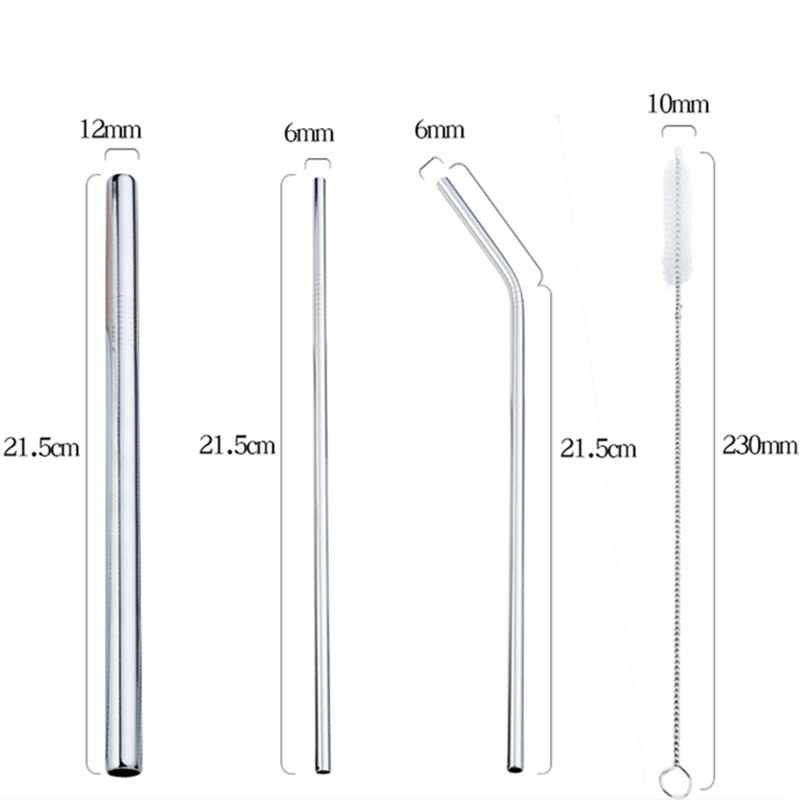 Reusable Straw Boba Tea Wine Bubble Tea Metal Straw Eco Friendly Products Stainless SteelStraws Cleaning Brush Bar Accessories