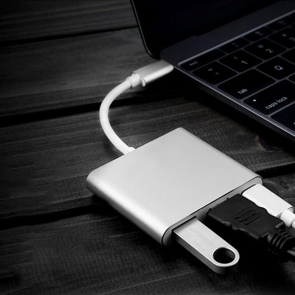 3 In 1 Tragbare Usbc zu Hdmi 3,1 Konverter Adapter Typ c zu hdmi HDMI/USB 3.0/Typ C adapter Typ-C Aluminium Für Macbook