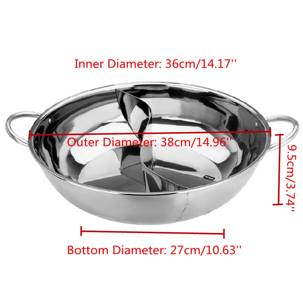 Stainless Steel Pot Hotpot Induction Cooker Gas Stove Compatible Pot Home Soup Cooking Pot Twin Divided Kitchen Cookware