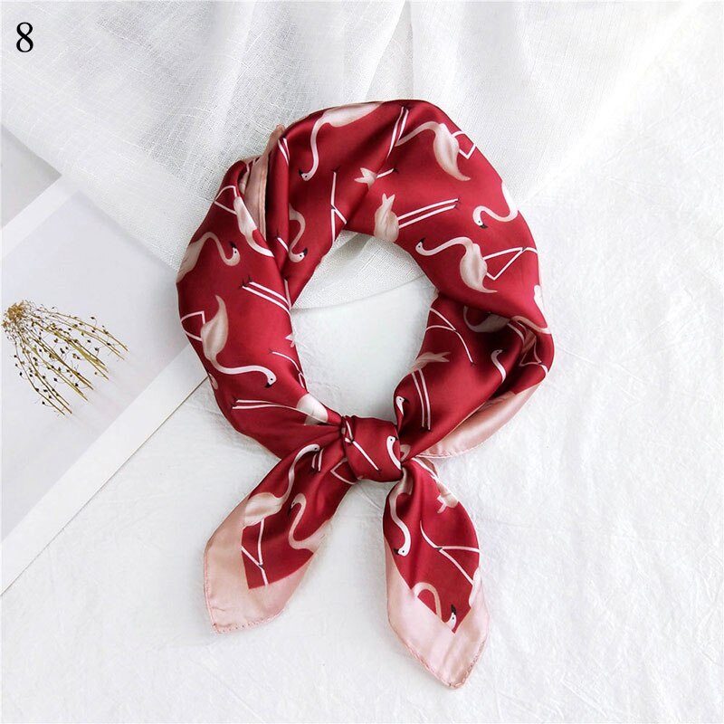 Foulard carré en soie imprimé pour femme, petit foulard de cou, bandeau pour cheveux, foulard, foulard, bandana, châle: 8