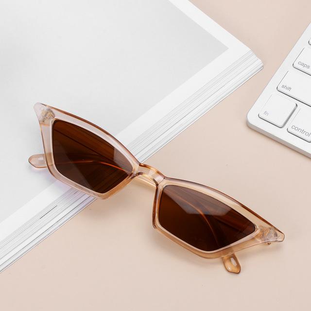 Kvinner årgang katt øye solbriller liten innfatning  uv400 solskjermer briller gate eyewear luksus trending solbriller: champagne