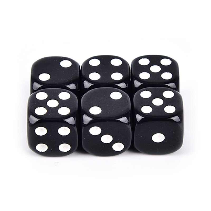 6 Stck 16MM Würfel Abgerundete Ecken vier-Farbe Transparente Würfel Brettspiel Trinken Würfel Digitale Gumbling Spiel: schwarz