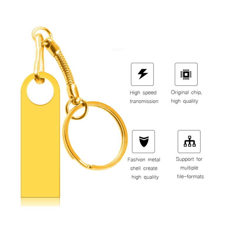Golden – clé USB 2.0 créative en métal, 8 go, disque dur à grande vitesse